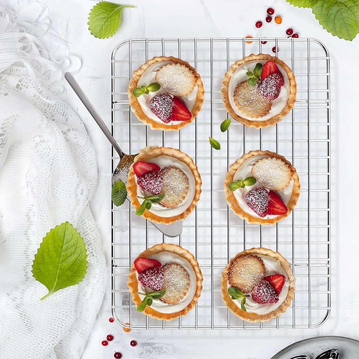 Stainless Steel Cooling Rack Size - Large, 11.75 x 17 Inches, Dishwasher-Safe, Oven Safe, Cookie Cooling Racks for Baking & Cooking - Pack of 6