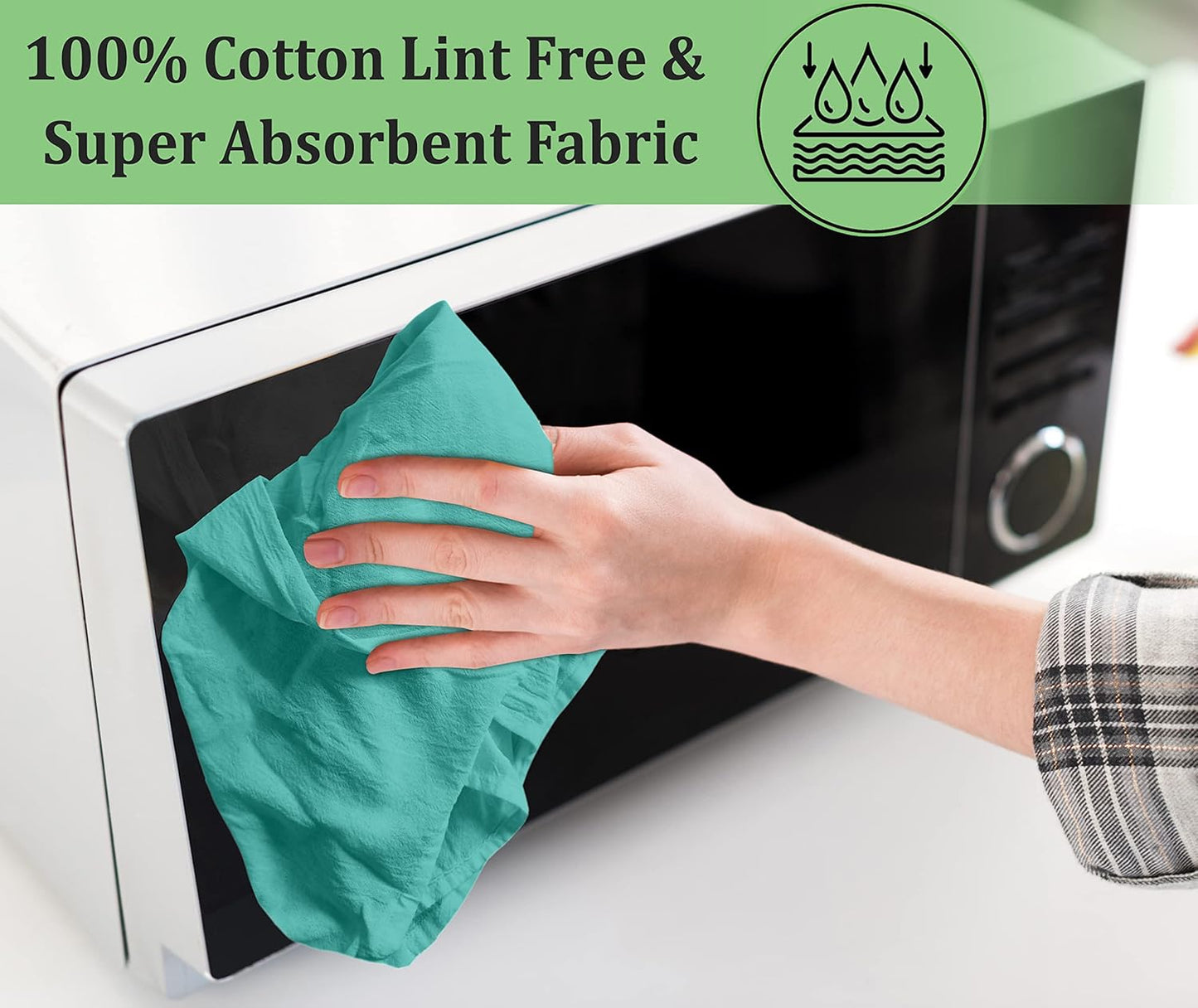 RUVANTI Flour Sack Towels 50 Pack 28x28 Inch, 100% Cotton Tea Towel, Reusable, Machine Washable, Absorbent BarTowels - Dish Cloth Perfect for Drying Dishes & Cleaning - Turquoise