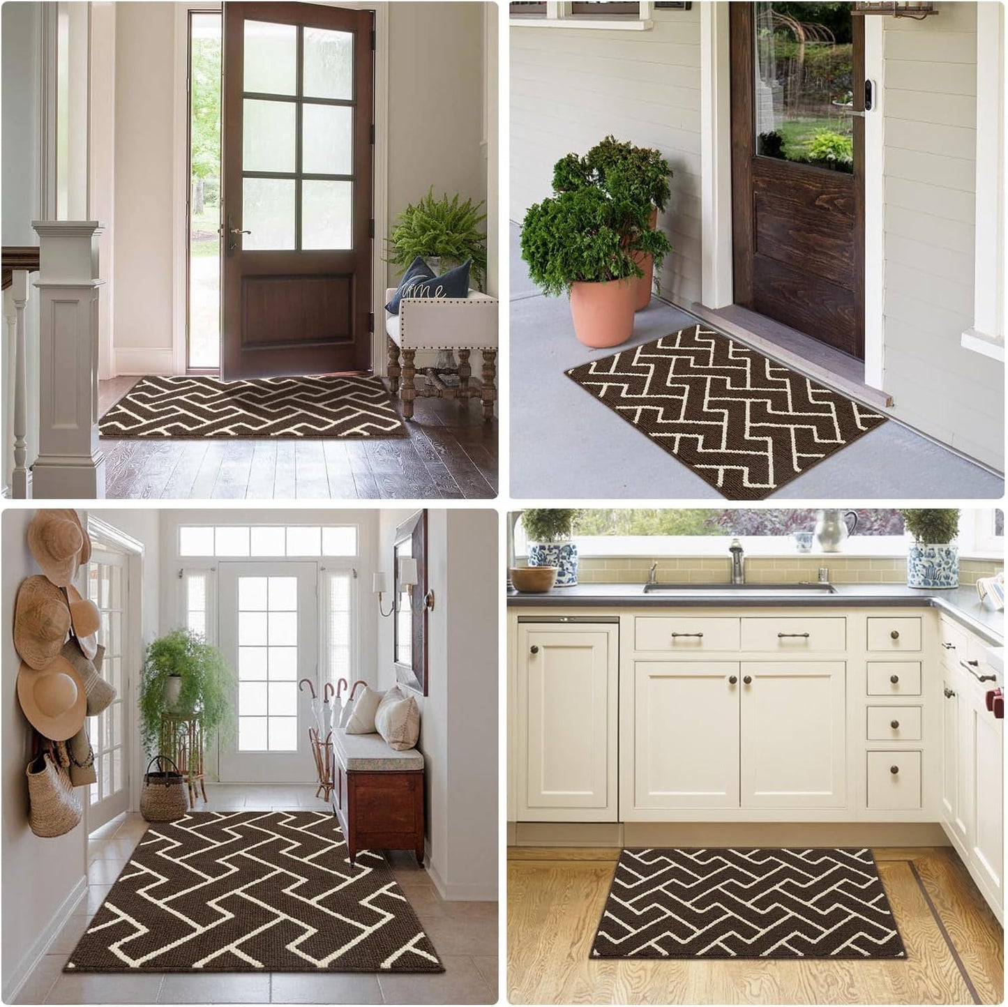 hicorfe Kitchen Rugs and Mats,Kitchen Mats for Floor,24"x35" Non Slip Runner Rug,Absorbent Resist Dirt Comfort Standing Mat Machine Washable for Entryway,Hallway,Front of Sink(Dark Brown)