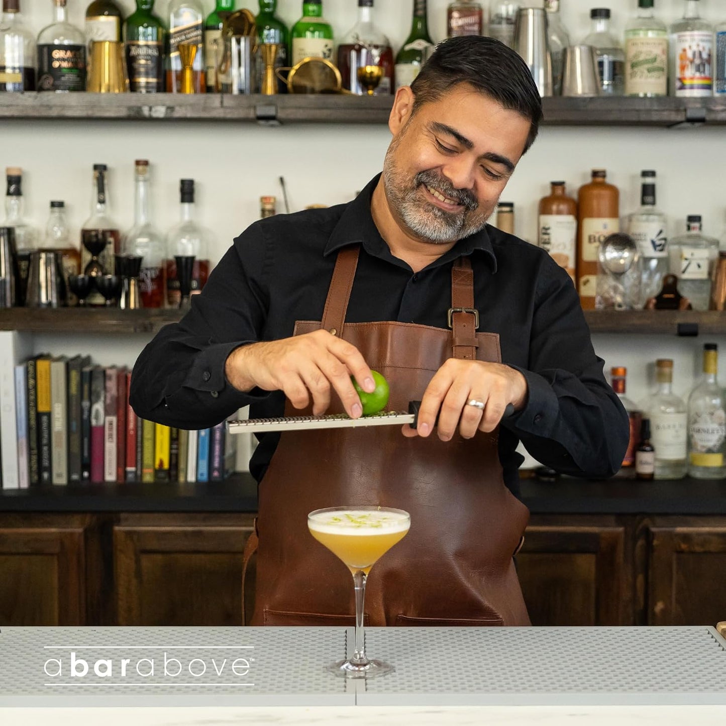 Cheese Grater & Lemon Zester A Bar Above 12” Chef-Grade Stainless Steel Rasp, Sharp Citrus Zester for Lemon, Lime, Ginger, Garlic, Parmesan & Hard Cheese, Professional Kitchen & Cocktail Garnish Tool