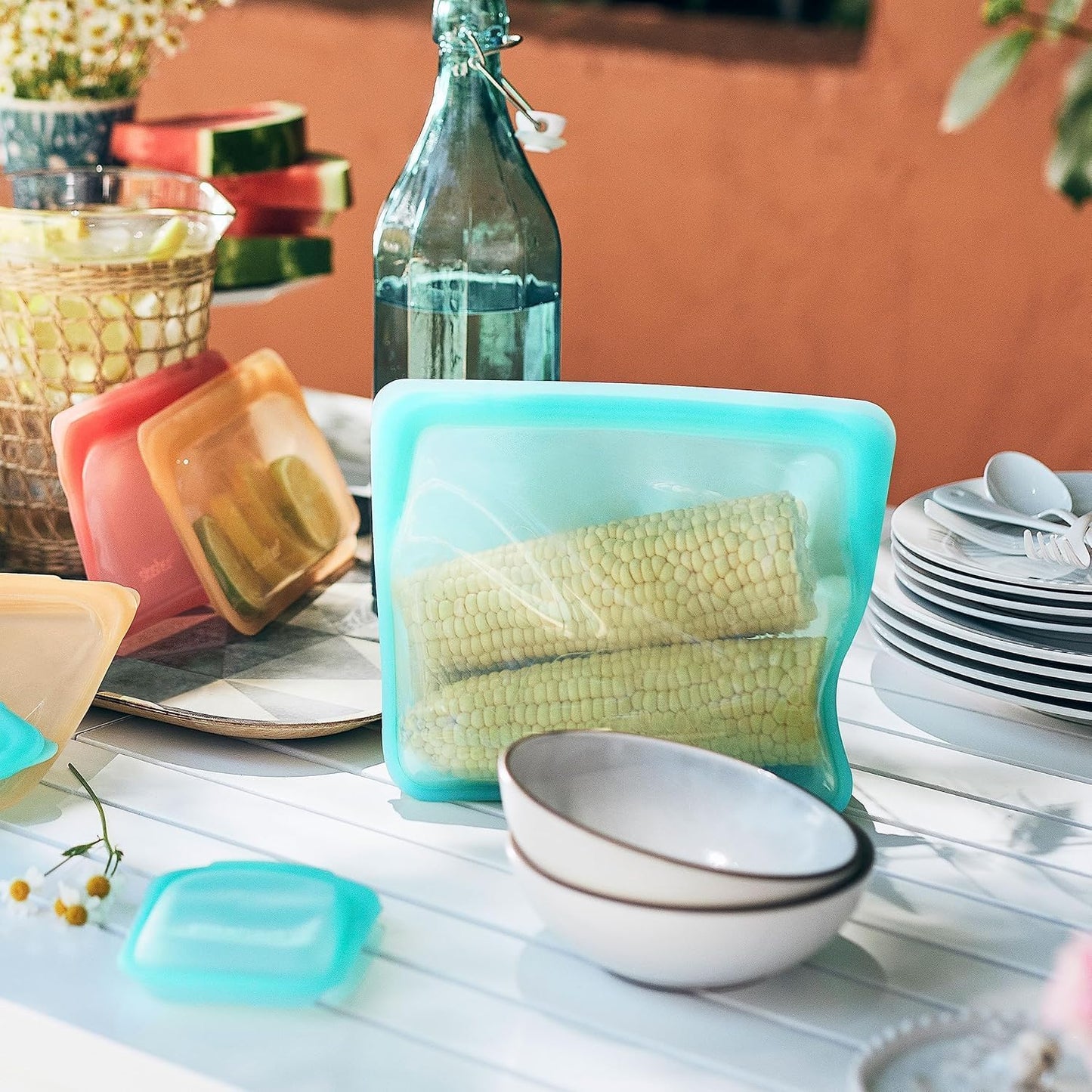 Stasher Premium Silicone Reusable Food Storage Bags, 4-Pack, Endangered Seas, Multi-Use Food Storage Bags, Lunch Bag, Travel Containers, BPA Free, Leak-free, Dishwasher-Safe, Eco-friendly