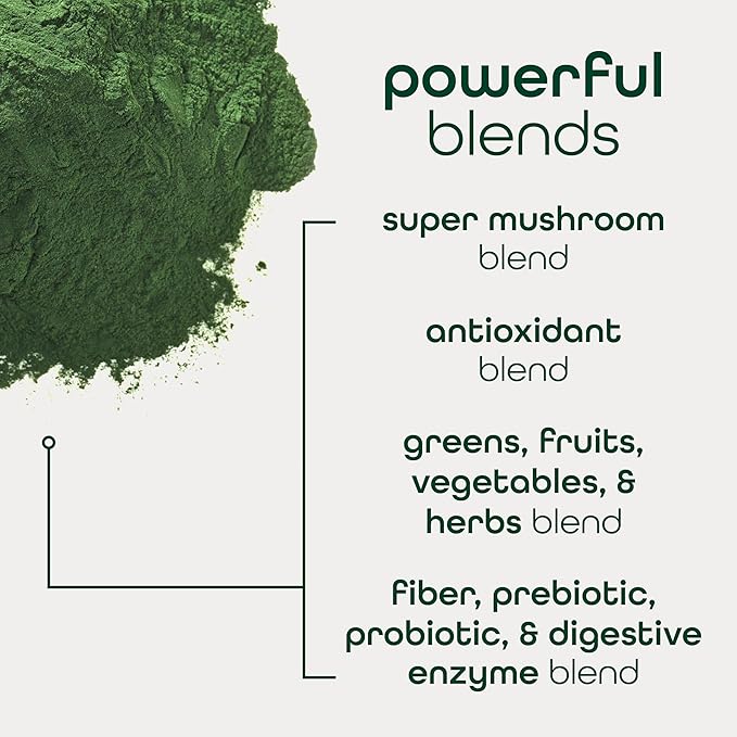 Zena Nutrition Organic Super Greens Powder, 70+ Superfoods, 0 Sugar, 3G Fiber, Spirulina, Chlorella, Antioxidants, Prebiotics/Probiotics, Digestive Enzymes, Mango, 30 Drink Mix Packets