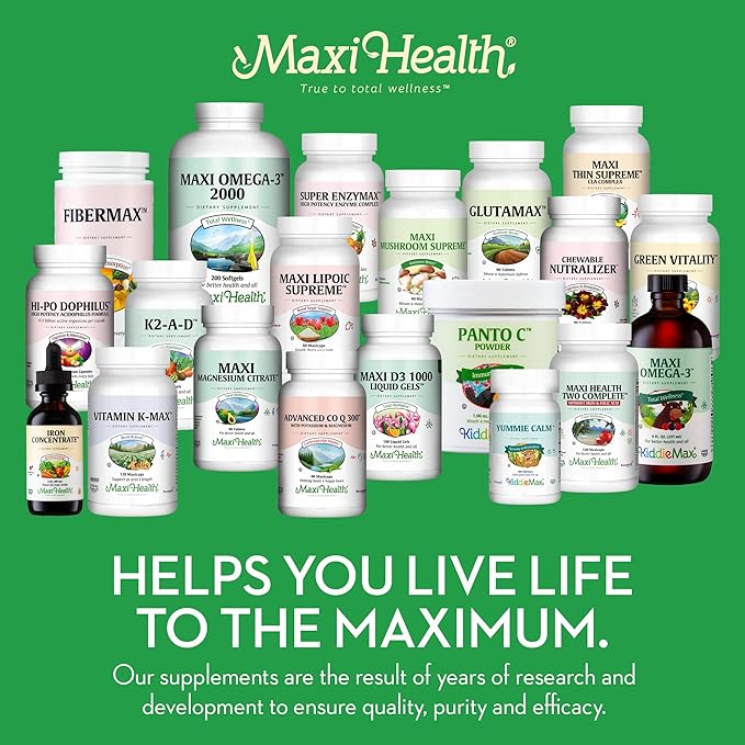 Maxi Health Marine Collagen Pills – 1000 mg Type 1 Collagen for Women & Men with Hyaluronic Acid Supplement for Joint & Skin Support – Unflavored, Clean Kosher Capsules (180 Maxicaps)