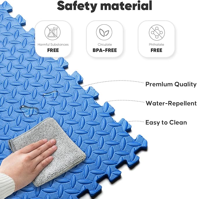 Home Gym Mat, Puzzle Exercise Mat, EVA Interlocking Foam Floor Tiles for Home Workout Equipment and Kids' Play Areas - Grey, 24 in x 24 in x ½ in - 12 Tiles (Grey, 12 Pack, 48 SQ FT)