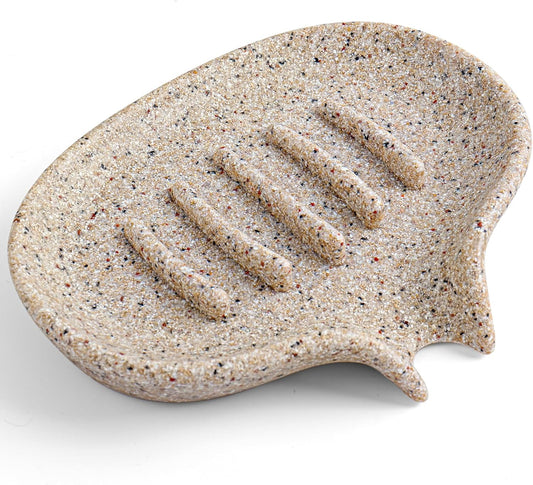 Soap Dish with Drain- Self Draining Bar Soap Holder for Shower, Large Resin Soap Savers Soap Tray Sponge Holder for Kitchen, Bathroom, Bathtub Sink, Linen