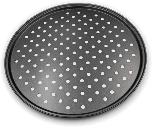 Handook Pizza Pan for Oven, Nonstick Pizza Pans, Carbon Steel Pizza Pan with Holes, Pizza Baking Pan for Oven Baking Supplies, for Home Baking Kitchen Oven Restaurant (12 Inch)