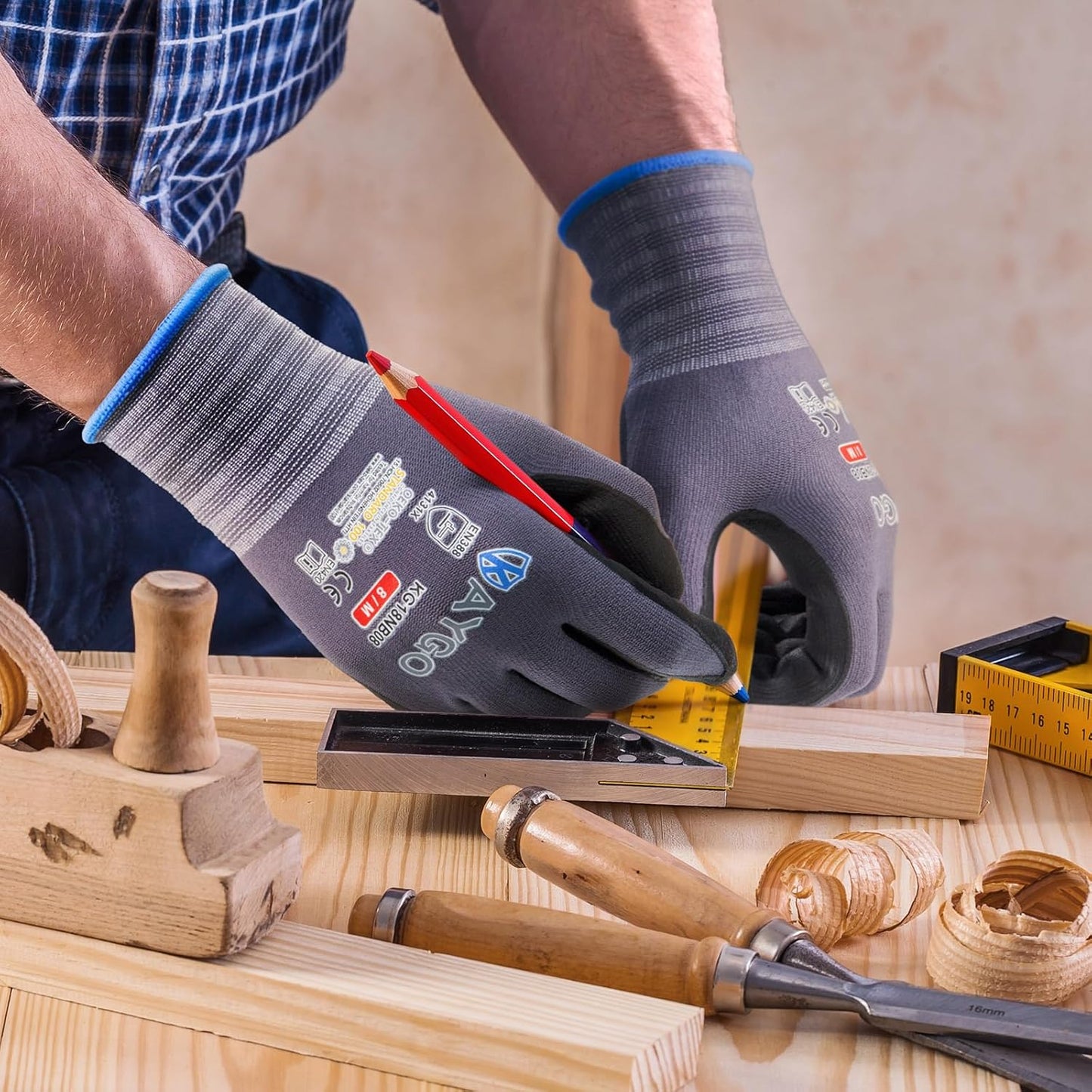 KAYGO Safety Work Gloves MicroFoam Nitrile Coated, 3 Pairs KG18NB,Seamless Knit Nylon Glove for Men and Women, Ideal for Automotive,Warehouse,Construction (Large,Gray)