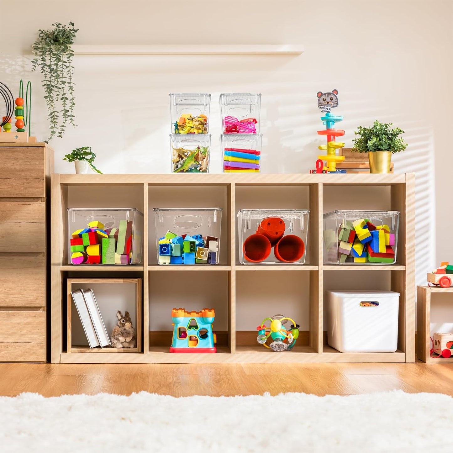 Sorbus Medium Clear Plastic Storage Bins with Lids, Clear Stackable Storage Bins, Clear Toy Storage Bins, Clothes, Medicine, Makeup, Closet, Art Supply, Bathroom, Shoe, Toy Storage Organizer (4 Pack)