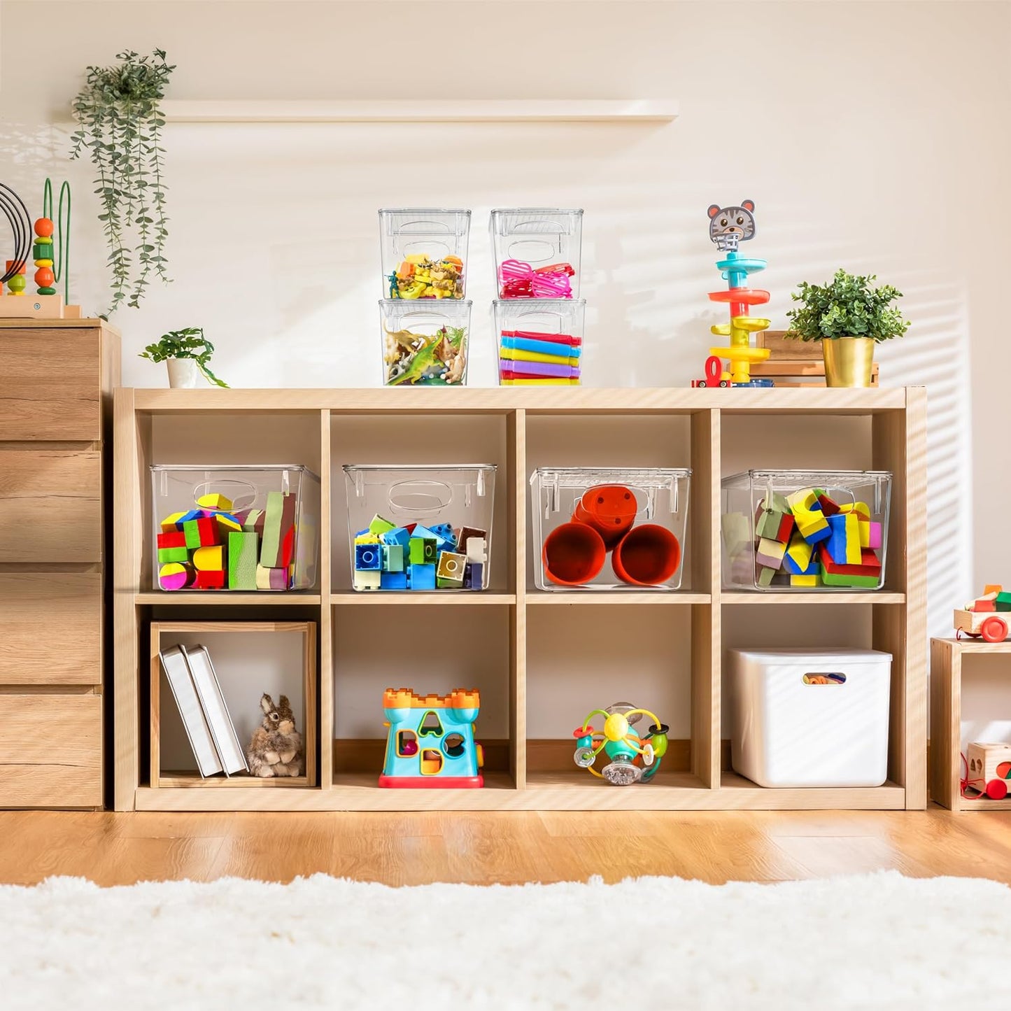 Sorbus Large Clear Plastic Bins with Lids – Stackable Organizer for Toys, Clothes, Medicine, Makeup, Art Supplies, Closet, Bathroom, and Shoes (4 Pack)