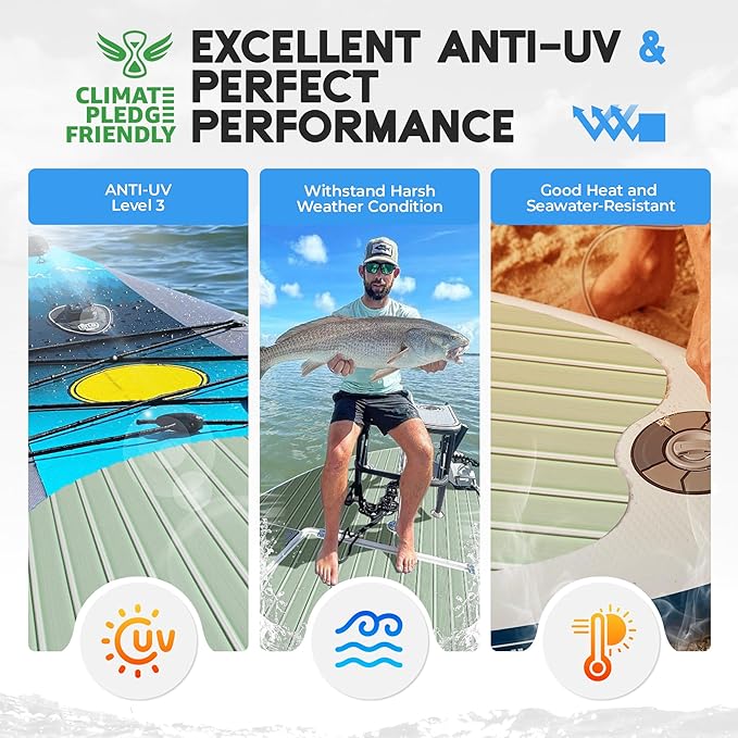 FOCEAN Boat Flooring EVA Foam Boat Decking Faux Teak Marine Flooring Boat Mat Boat Carpet Sheet for Motorboat RV Yacht Kayak Surfboard, 94.5"x 47.2"/35.4"/23.6"/15.7"