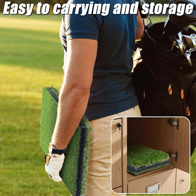 SIOTMERA 23x16IN & 5x4FT Golf Mat, Dual-Turf Golf Hitting Mat with High-Elasticity EVA Anti-Slip Bottom, Anti-Deformation,Reinforced Glue, Ideal for Swing,Chipping Practice,Indoor/Outdoor