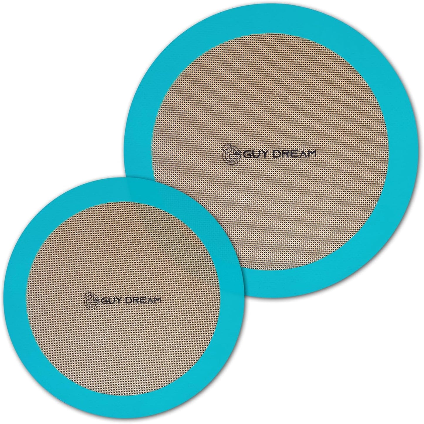 GUYDREMAT 8-Inch & 9-Inch Silicone Baking Mats Set of 2 - Heat-Resistant, Non-Stick Surface, Ideal for Cakes, Pizza, Pastries, Sourdough, Compact Storage, Compatible with Air Fryers