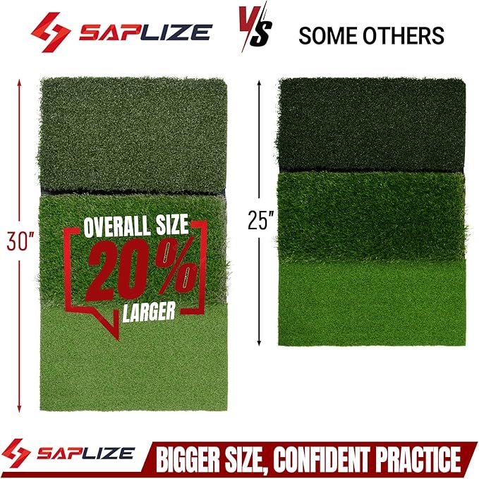 SAPLIZE Foldable Heavy-Duty Golf Hitting Mat, Practice Mat with 10mm EVA Rubber Backing, Larger Size for Indoor/Outdoor Swing and Chipping Practice, Anti-Deformation
