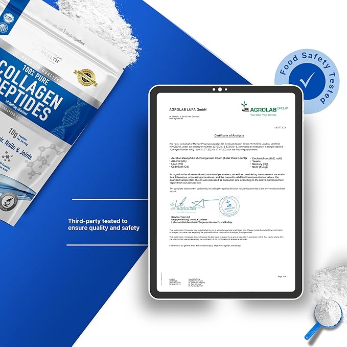 The Intelligent Health Hydrolyzed Collagen Peptides Powder, Grass Fed, High Protein, Unflavored, Gluten-Free, Paleo & Keto Friendly, 10g per Serving (2kg) Supports Skin, Hair, Nails, Joints, & Bones