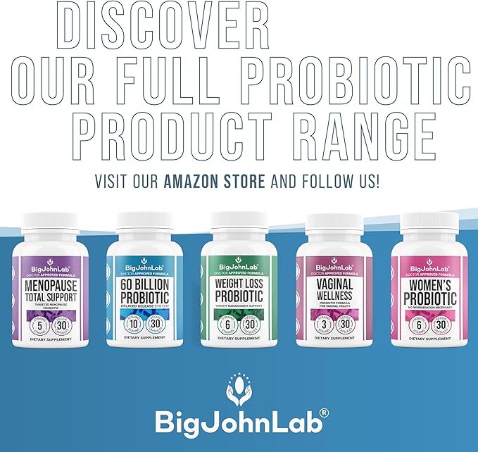 BIGJOHNLAB® - Women's Probiotic Supplement – 50 Billion CFU, 6 Active Strains + Prebiotics – Supports Digestion, Immunity & Wellness – Acid-Resistant, Dairy & Sugar Free, No Refrigeration, 30 Capsules