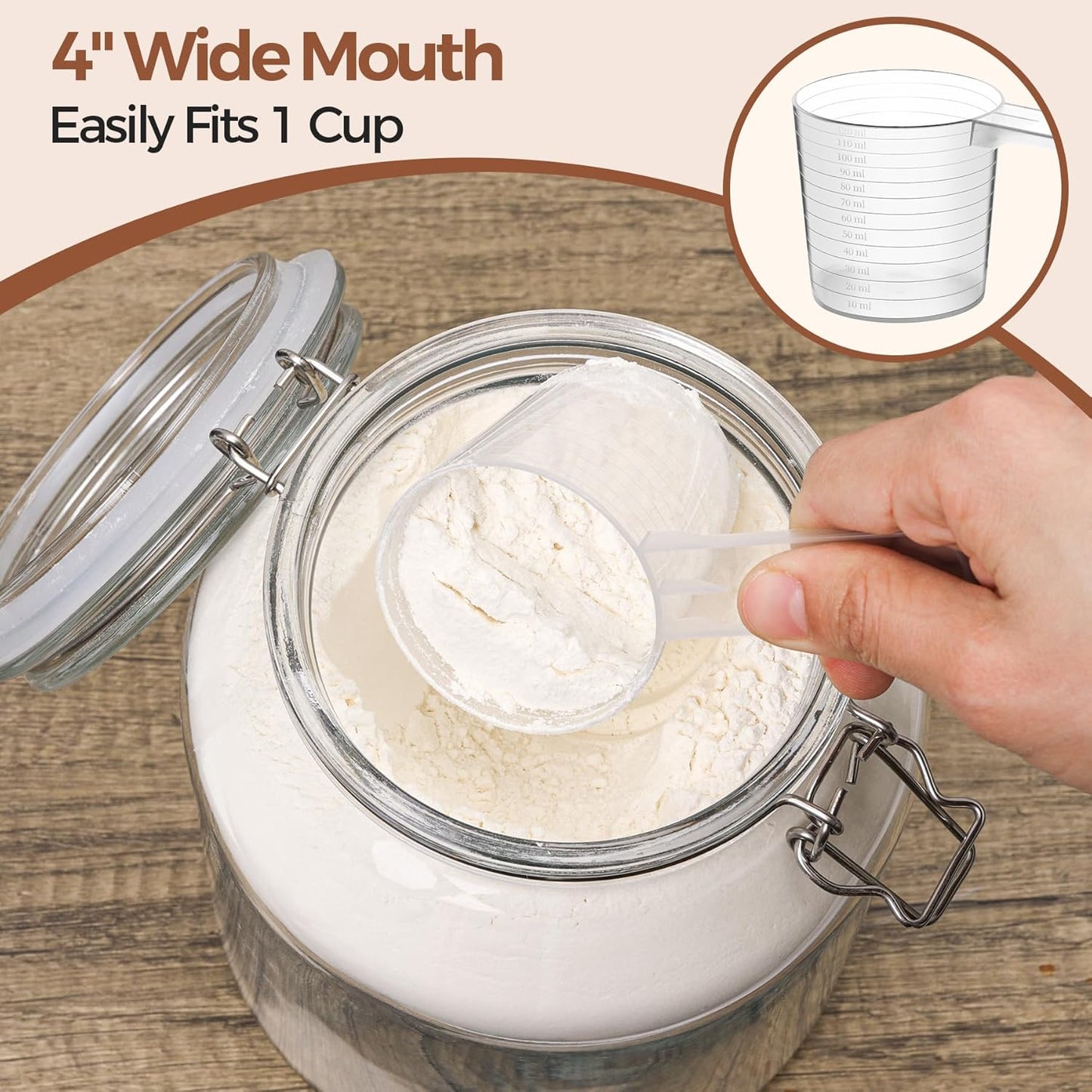 ComSaf Glass Jars with Airtight Lid 86 oz, Wide Mouth Mason Jars, Canning Jars, Large Glass Storage Containers with Lids, Flour Sugar Storage Containers, Large Canister for Rice, Pickle, Set of 2