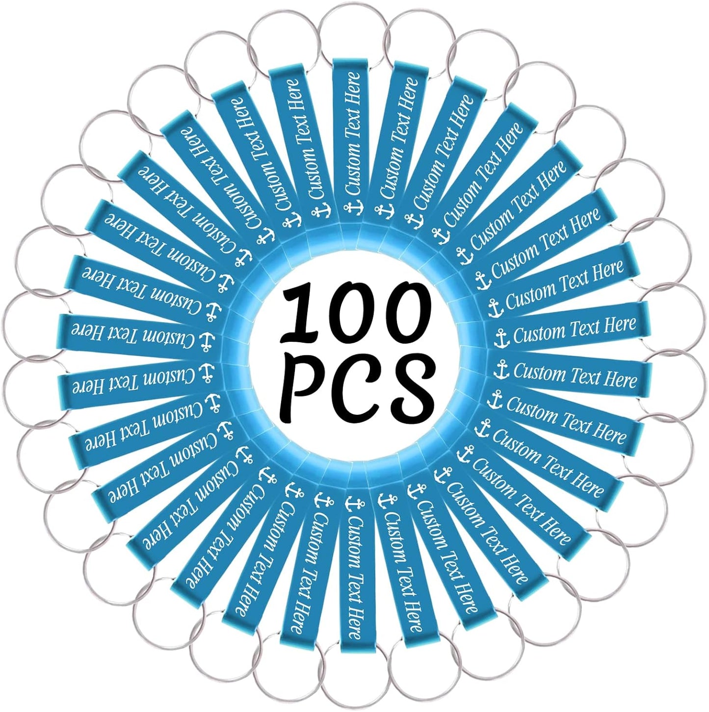 100PCS Personalized Bottle Opener Keychain Bulk Custom Beer Bottle Opener with Logo Text Engraved Wedding Bottle Opener Favors Customized Gifts for Guests Baby Shower Birthday Party-Sky Blue