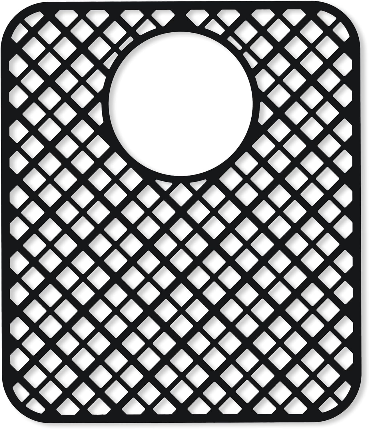 2 Pack Silicone Sink Protectors for Kitchen Sink, Lozenge Pattern 13 x 11 Inches Sink Mat, Non-Slip and Durable Sink Protector Silicone, Rear Drain, Black