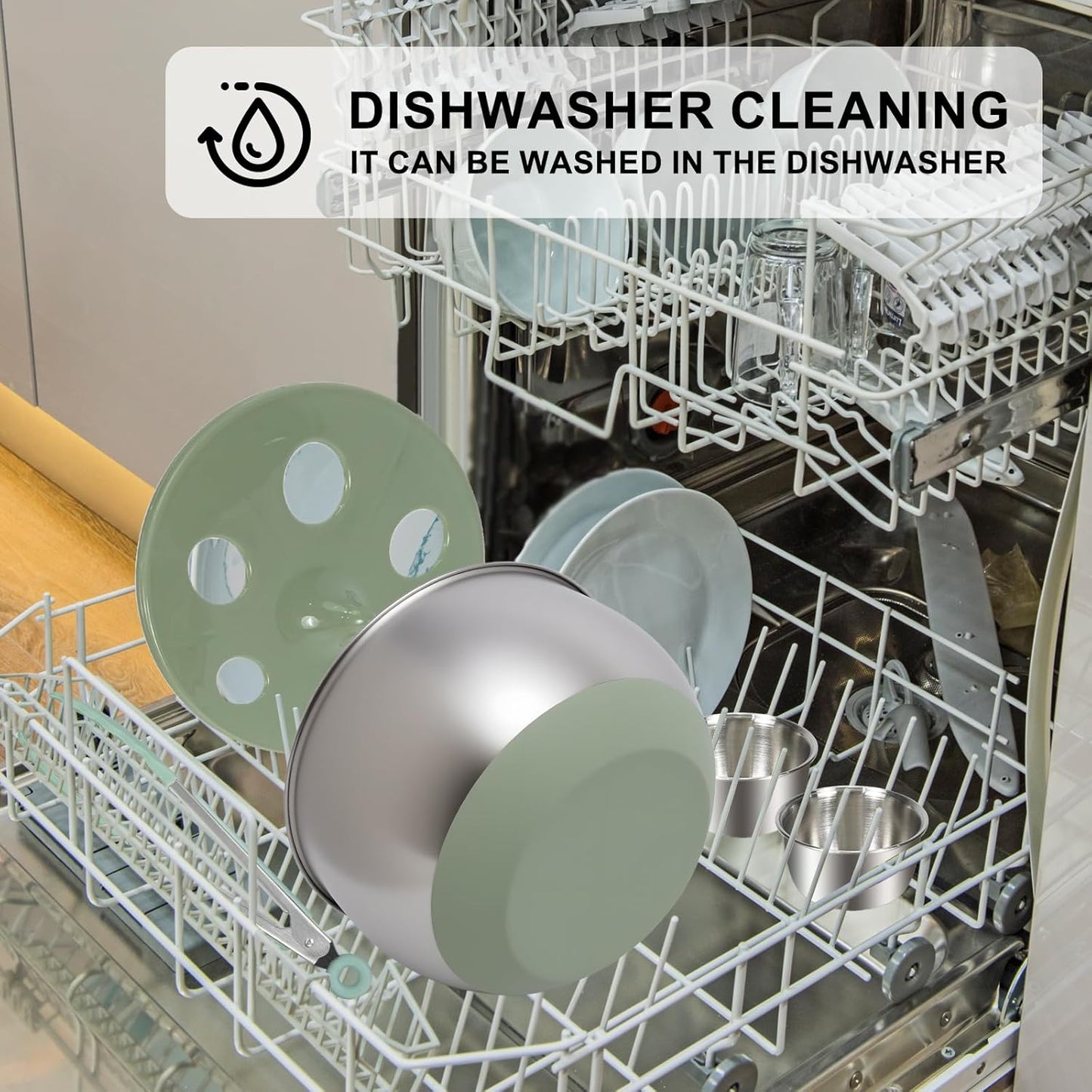 Stainless Steel Salad Spinner Large, Vegetables Fruits Wash Bowl with Strainer, Lettuce Spinner Dryer for Efficient Salad Preparation 5.3Qt