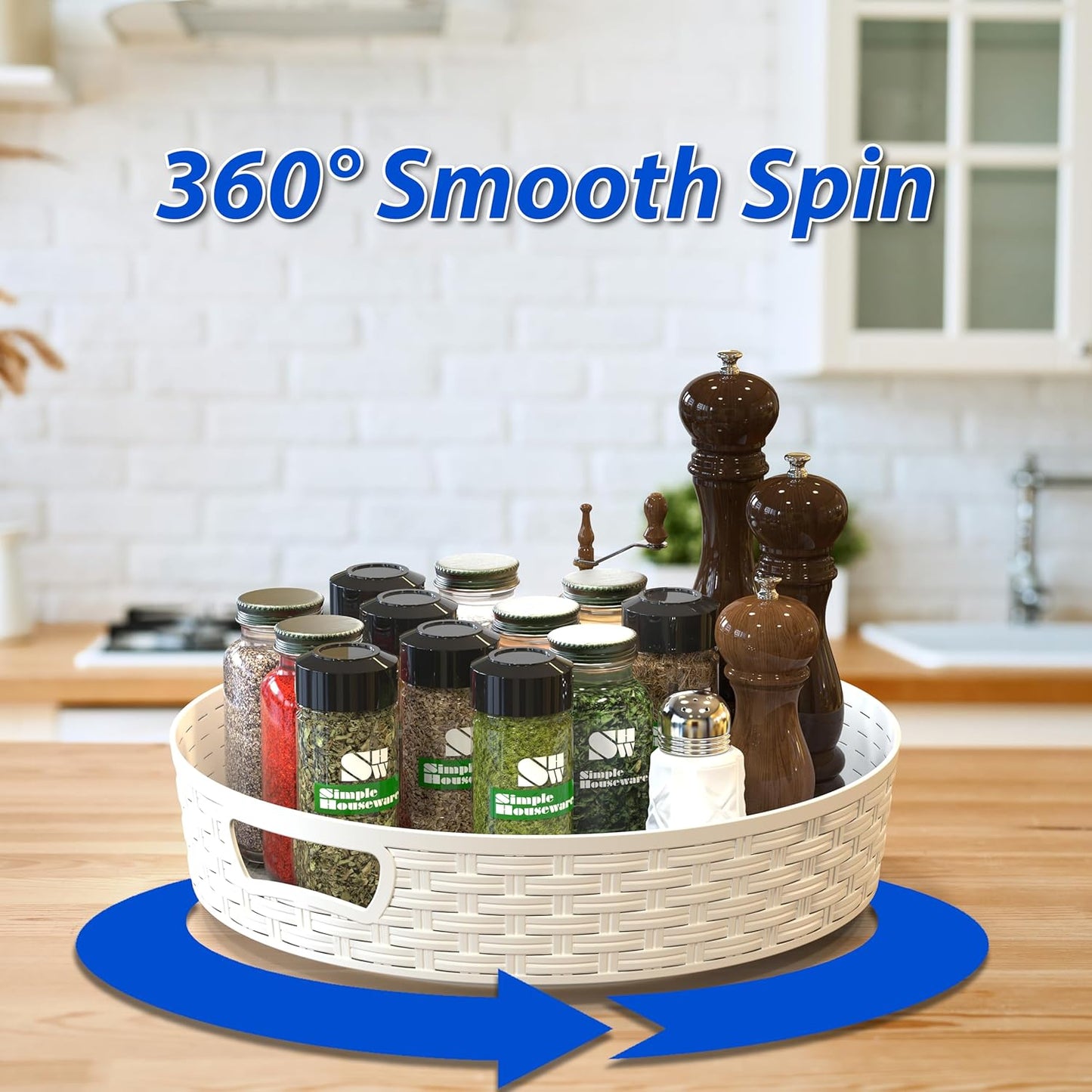 Simple Houseware 12-Inch Non-Skid Storage Lazy Susan Multifunctional Organizer, White