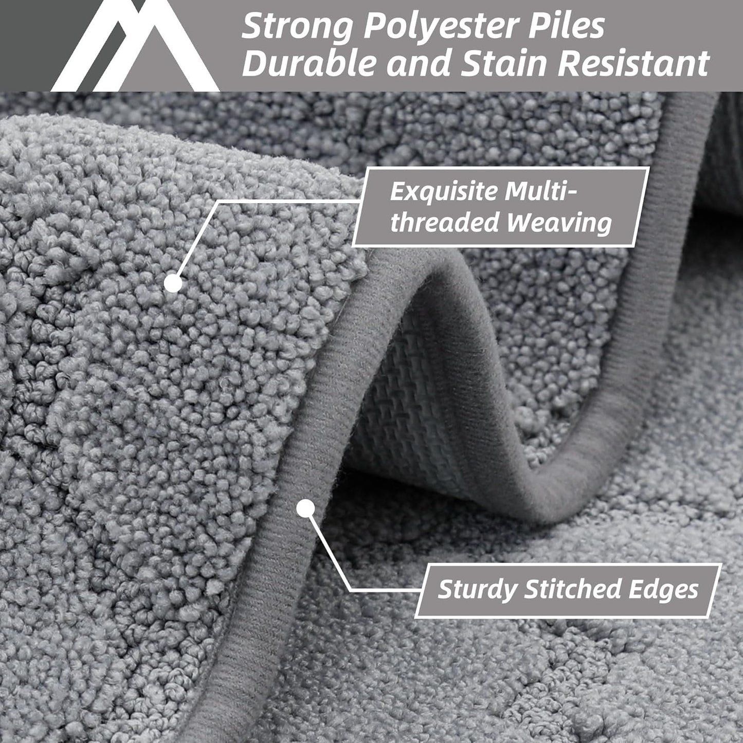 COSY HOMEER-Kitchen-Rugs-Non-Slip-Washable 24"x60" Absorbent Kitchen Runner Rug Polyester Kitchen Mats for Floor Soft Standing Floor Mats for Sink Mat,Hallway,Laundry,Grey