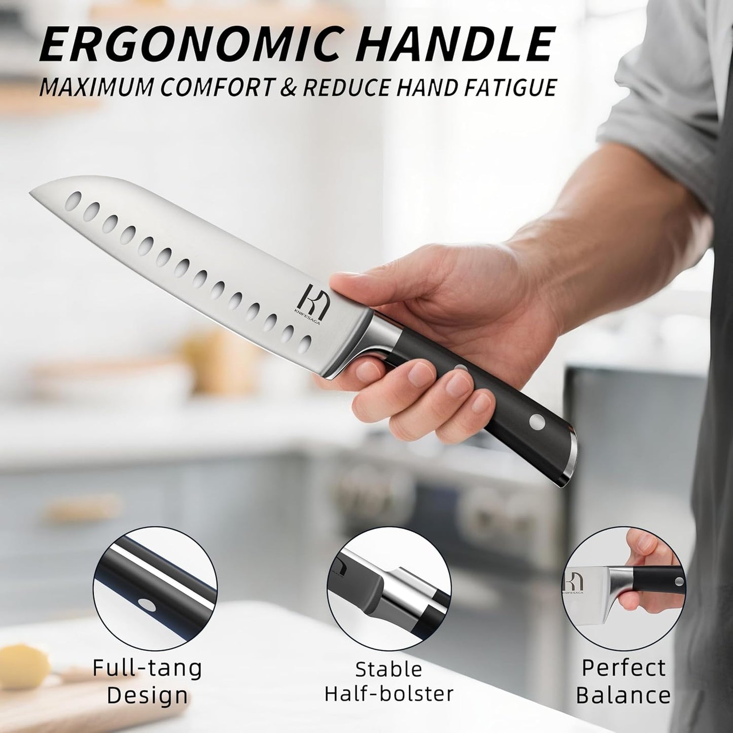 Knife Set 15 Pcs Japanese High Carbon Stainless Steel Kitchen Knife Sets with Block and Sharpener, Premium Razor Sharp Black Knives Block Set for Kitchen with Ergonomic Full-tang Handle