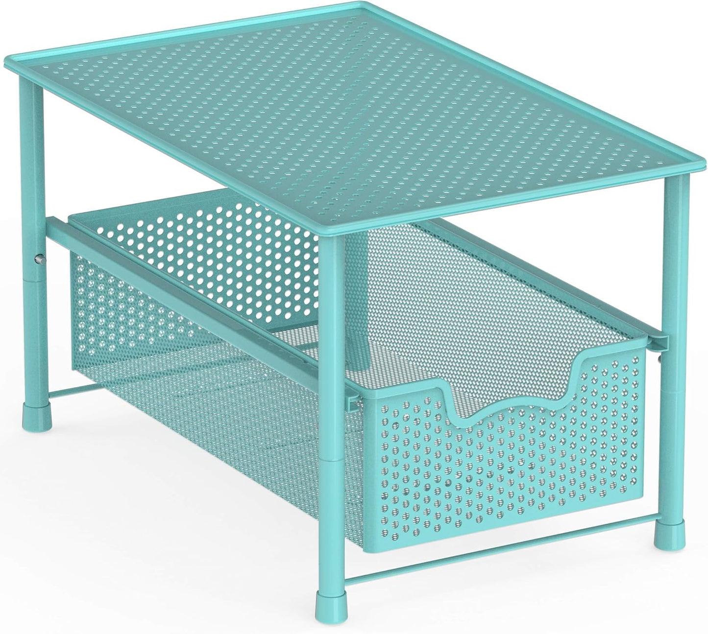 Simple Houseware Stackable Under Sink Cabinet Sliding Basket Organizer Drawer, Turquoise