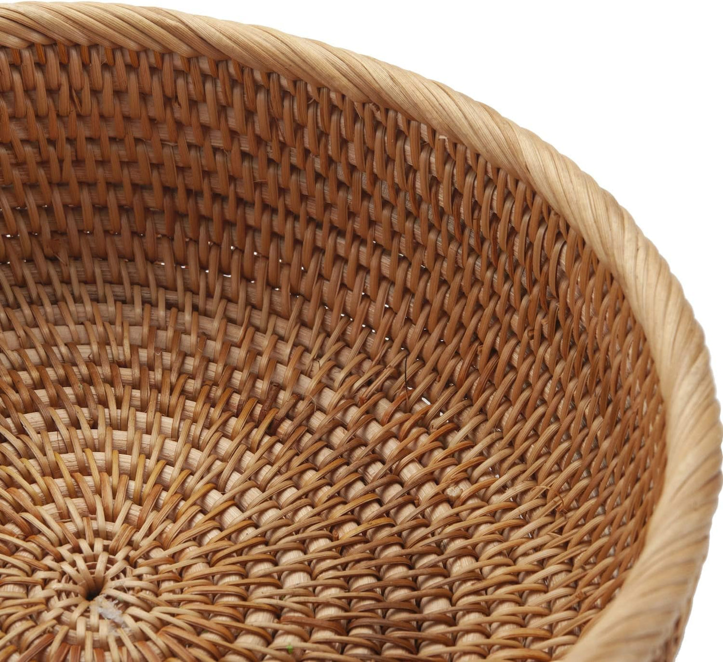 YANGQIHOME Natural Rattan Round Fruit Basket Bowls, Handwoven Storage Serving Baskets, Wicker Organizer for Dinning Room (Set of 3)