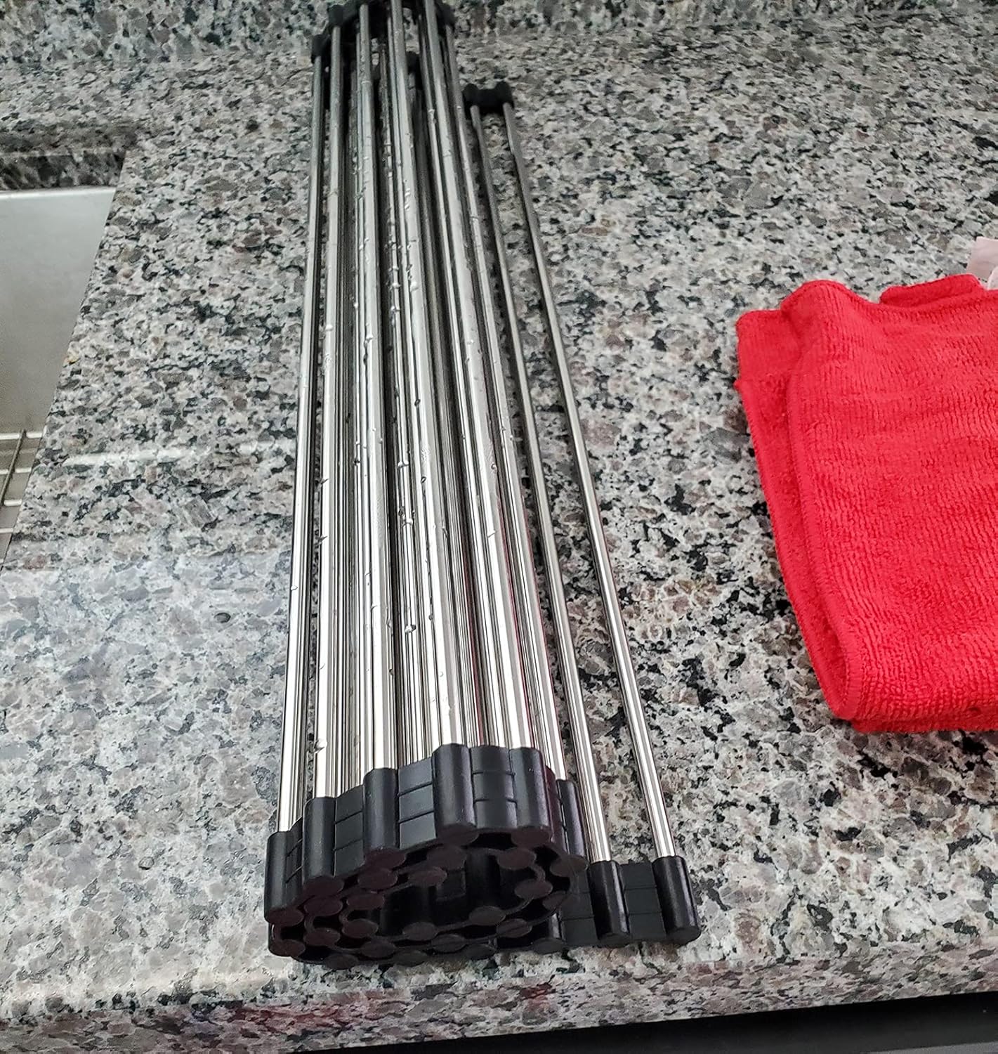 Ahyuan Roll up Dish Drying Rack Over The Sink Kitchen Roll up Sink Drying Rack Portable Dish Drainer Foldable Dish Drying Rack (Black, 20.5''X19.7'')