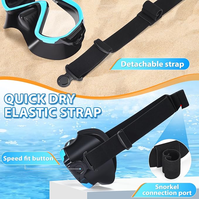 Supertrip Adult Swim Goggles Swimming Goggles with Nose Cover Elastic Fabric Strap Tempered Glass Snorkeling Gear for Adults