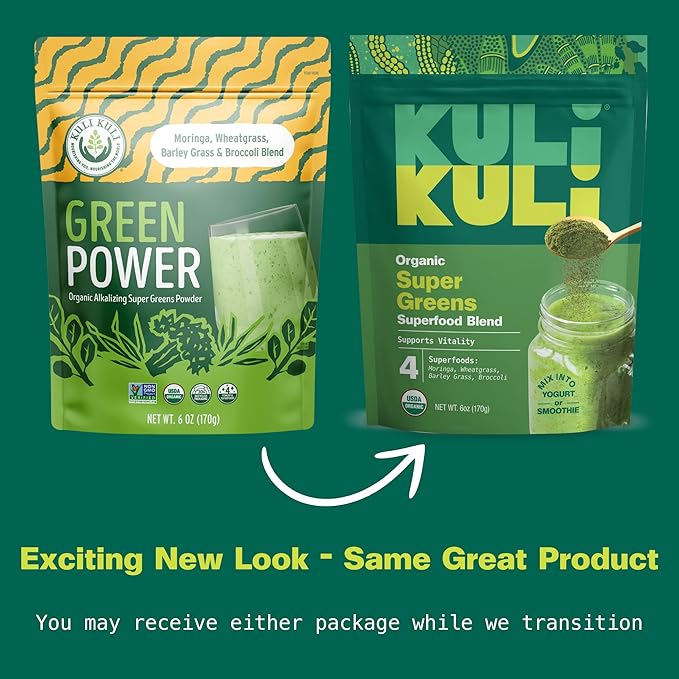 Kuli Kuli Green Power [6 oz] - Super Greens Powder - Nutrient Dense Moringa, Wheatgrass, Broccoli & Barley Grass Blend - 100% Plant Based Organic Superfood Posder Sourced from Remote Farms