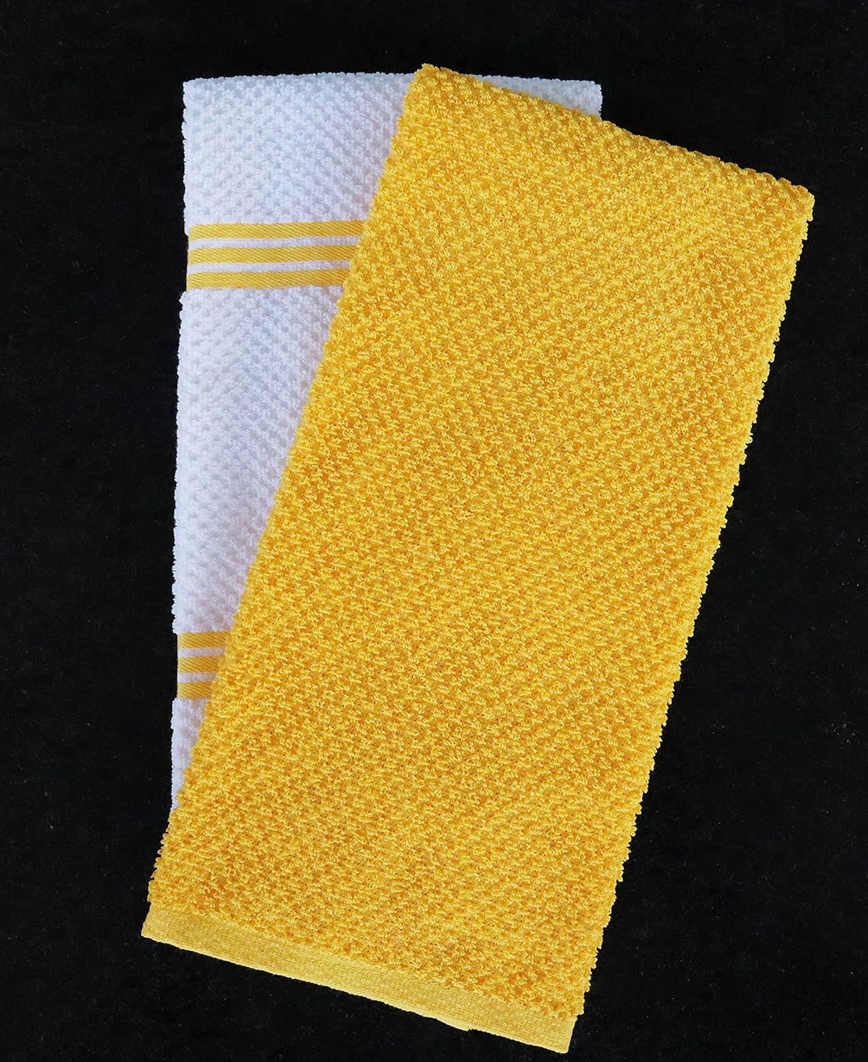 AMOUR INFINI Kitchen Towels Pack of 4 - Absorbent, Quick Drying Premium Cotton Tea Towel - Kitchen Linens 16x28 Inch Dish Towels with Hanging Loop (Yellow)