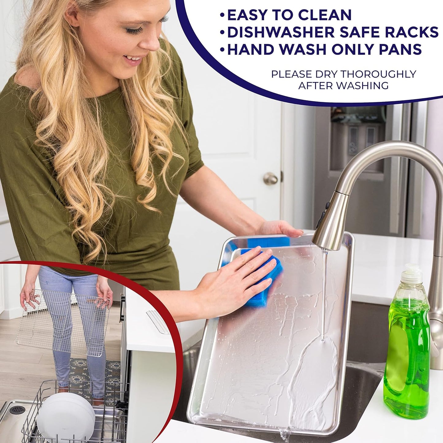 KITCHENATICS Small Quarter Sheet Baking Pan with Rack, Stainless Steel Baking Rack & Aluminum Cookie Sheet Baking Pan Toast Oven Tray w/Cooling Rack, 1/4 Sheet Pan & Wire Rack Set - 9.6" x 13" IN Pan