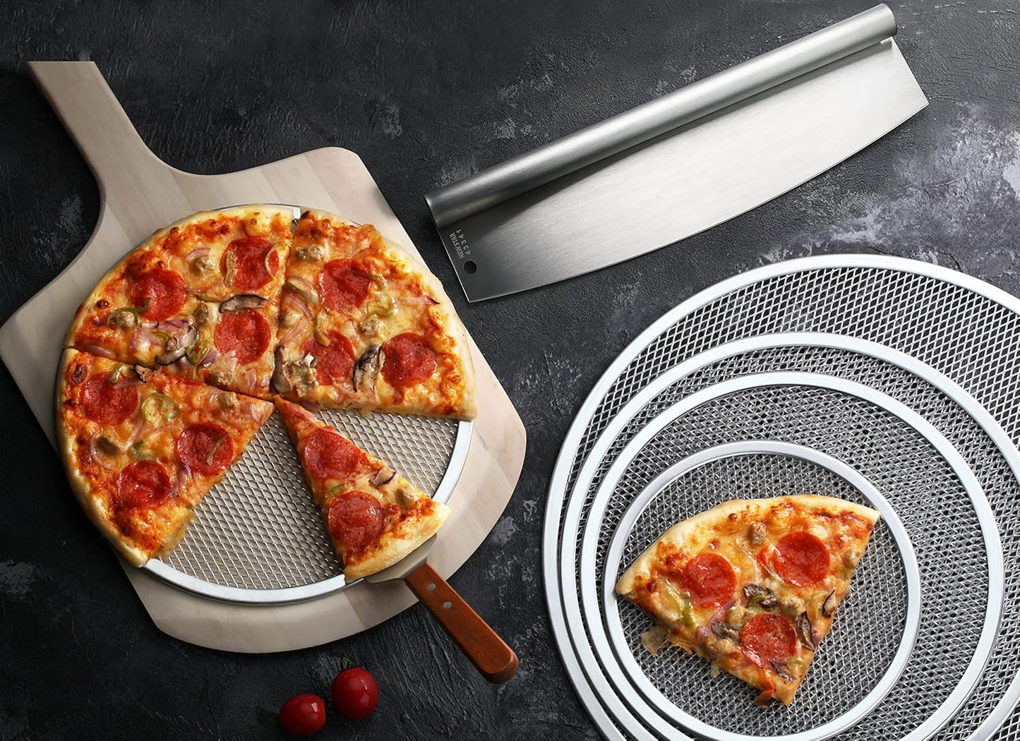 New Star Foodservice 43341 18/8 Stainless Steel Pizza Cutter, 13.75" x 4" Inch, Silver