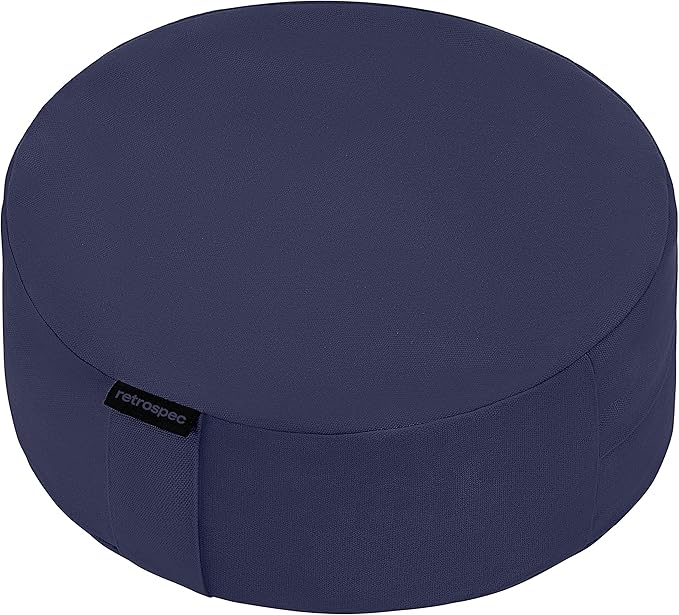 Retrospec Sedona Zafu Meditation Cushion Filled w/Buckwheat Hulls - Yoga Pillow for Meditation Practices - Machine Washable 100% Cotton Cover & Durable Carry Handle, Round