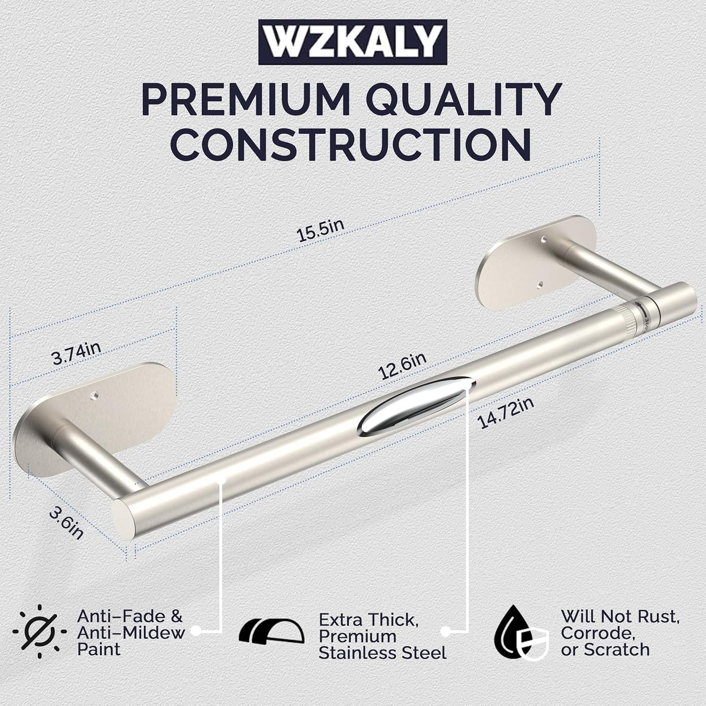 Paper Towel Holder Under Cabinet, Self Adhesive or Wall Mounted SUS304 Stainless Steel Paper Towel Holder for Kitchen, Bathroom, Farmhouse, Barbecue and Laundry (Silver)