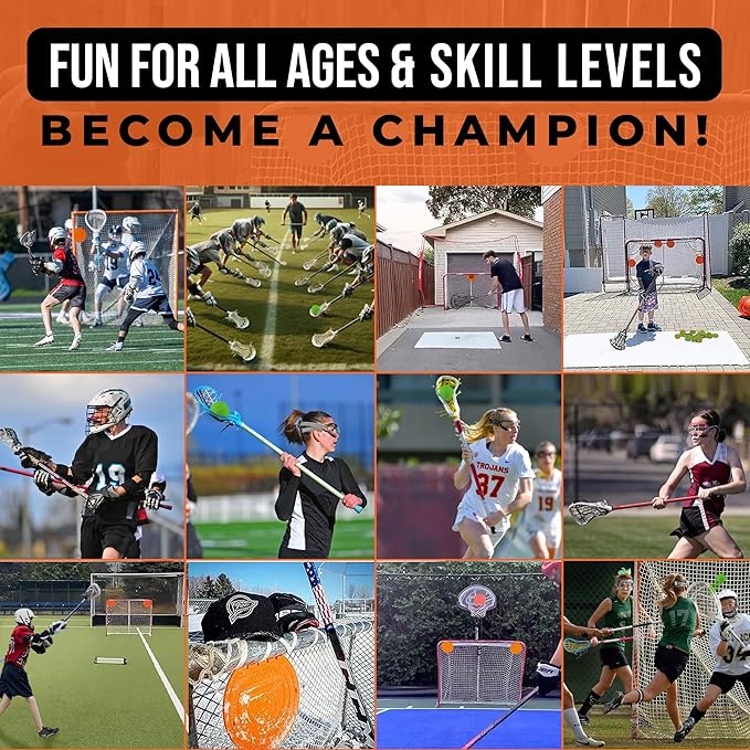 Combo Bundle of Durable Magnetic Lacrosse Goal Targets/Hockey Targets with 4 Pearl Lacrosse LT Textured Balls and 4 Tethers| Lacrosse Net Goalie Targets