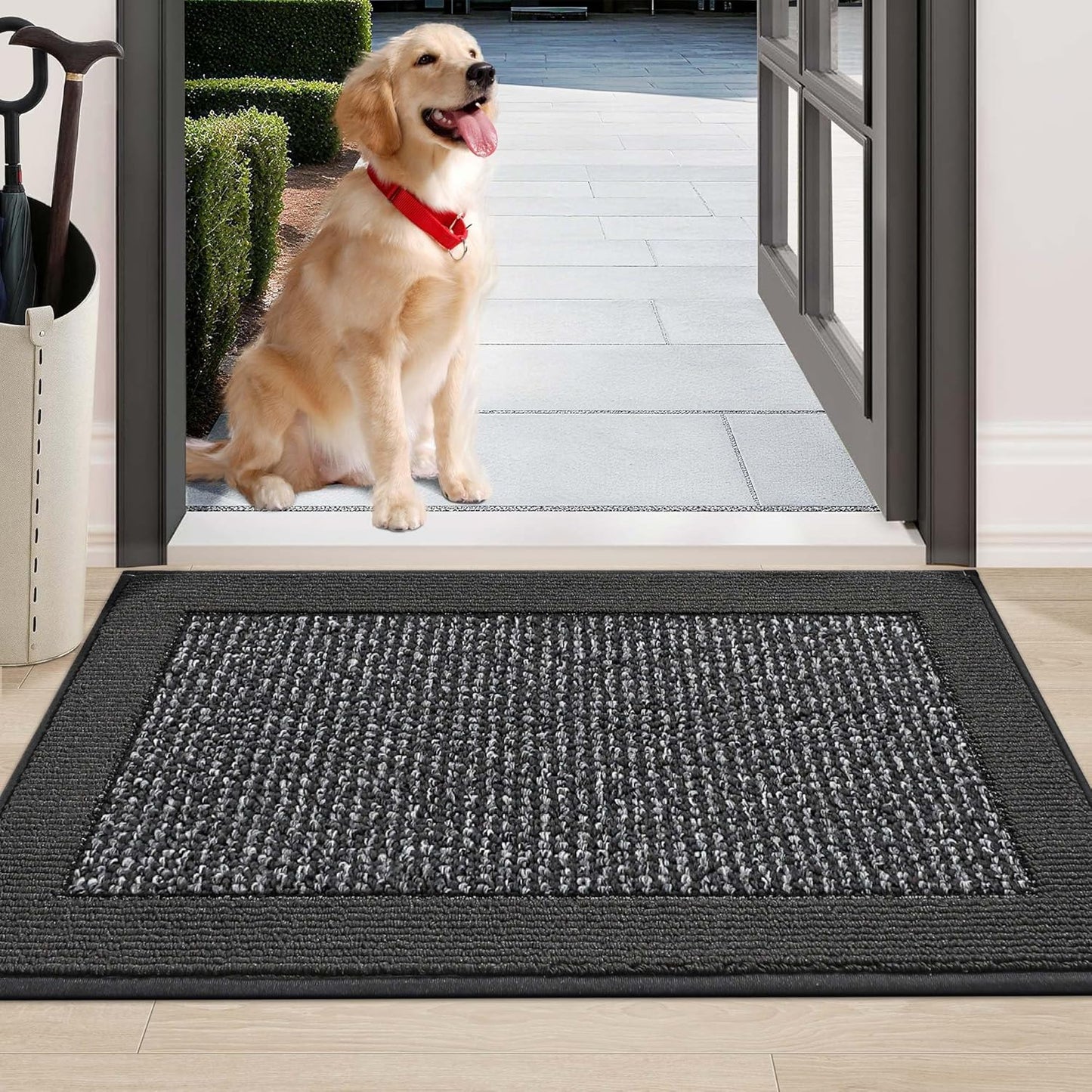 BEQHAUSE Indoor Door Mat 24" x 36", Dirt Trapper Door Mats Non-Slip Entryway Rugs Washable, Resist Dirt Absorbent Welcome Mat, Low Profile Floor Mats for Front Back Door and Entryway, Charcoal