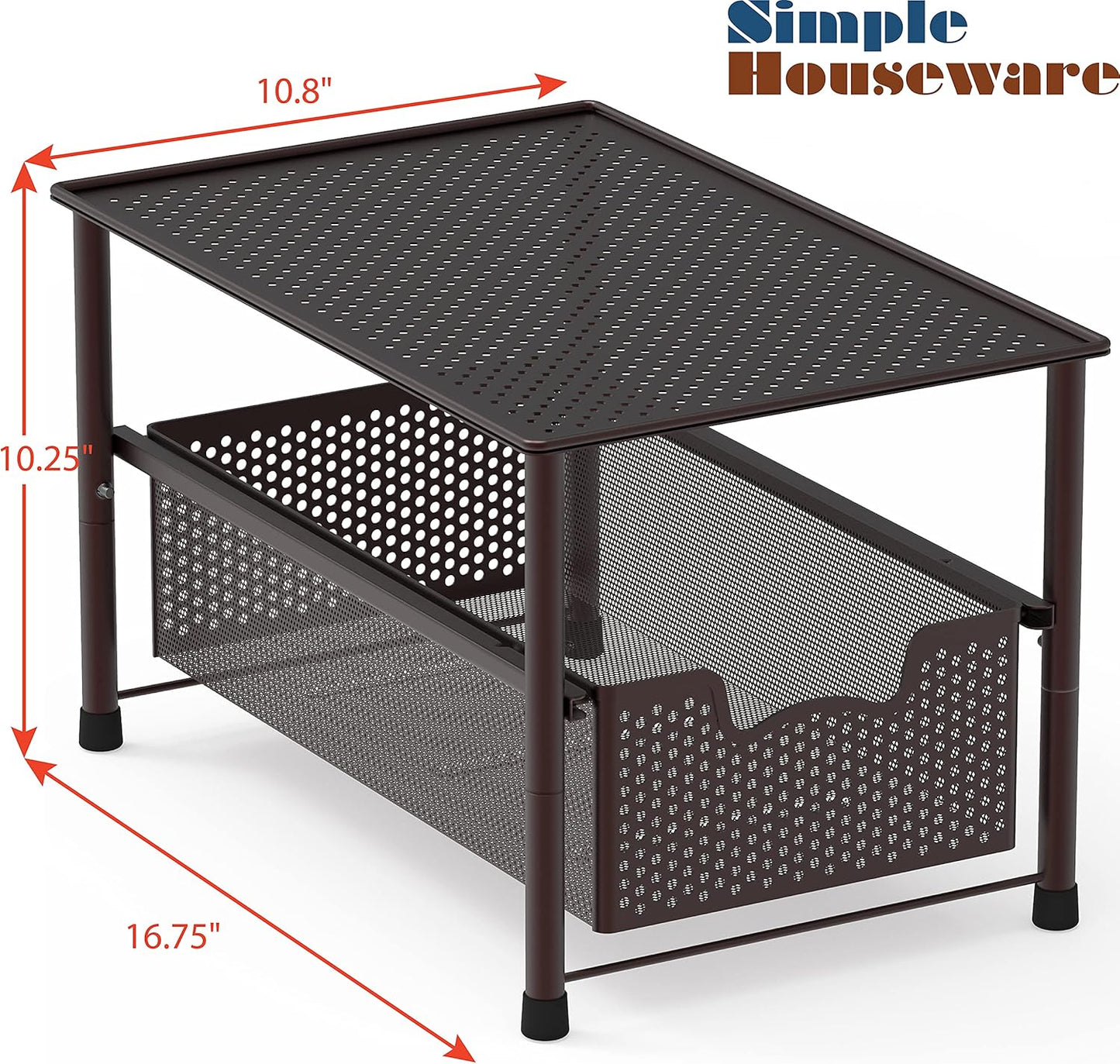 Simple Houseware Stackable Under Sink Cabinet Sliding Basket Organizer Drawer, Bronze