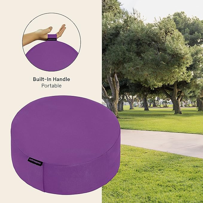 Retrospec Sedona Zafu Meditation Cushion Filled w/Buckwheat Hulls - Yoga Pillow for Meditation Practices - Machine Washable 100% Cotton Cover & Durable Carry Handle, Round