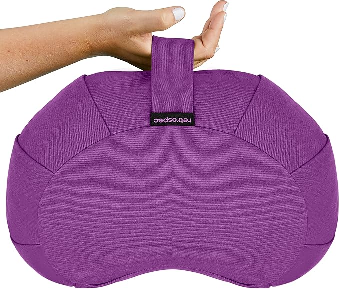 Retrospec Sedona Zafu Meditation Cushion Filled w/Buckwheat Hulls - Yoga Pillow for Meditation Practices - Machine Washable 100% Cotton Cover & Durable Carry Handle Round & Crescent, 1 Ct (Pack of 1)