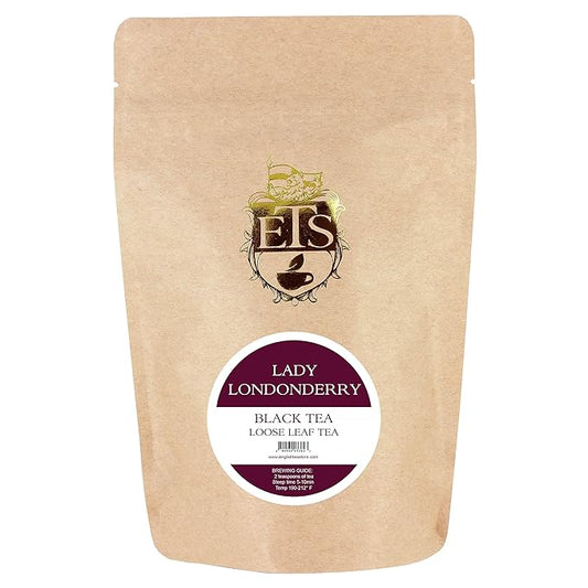 English Tea Store - Lady Londonderry Loose Leaf Black Tea | Floral Strawberry Lemon Blend | Afternoon Tea Favorite | Medium Caffeine | 4oz Resealable Pouch