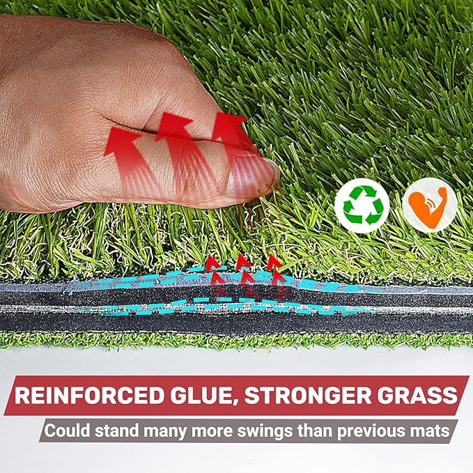 SAPLIZE Foldable Heavy-Duty Golf Hitting Mat, Practice Mat with 10mm EVA Rubber Backing, Larger Size for Indoor/Outdoor Swing and Chipping Practice, Anti-Deformation