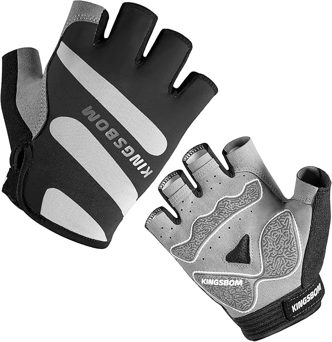 KINGSBOM Breathable Cycling Gloves, Shock-Absorbing Bike Gloves with Light Silicone Gel Pad, Anti-Slip Bicycle Gloves for Men and Women