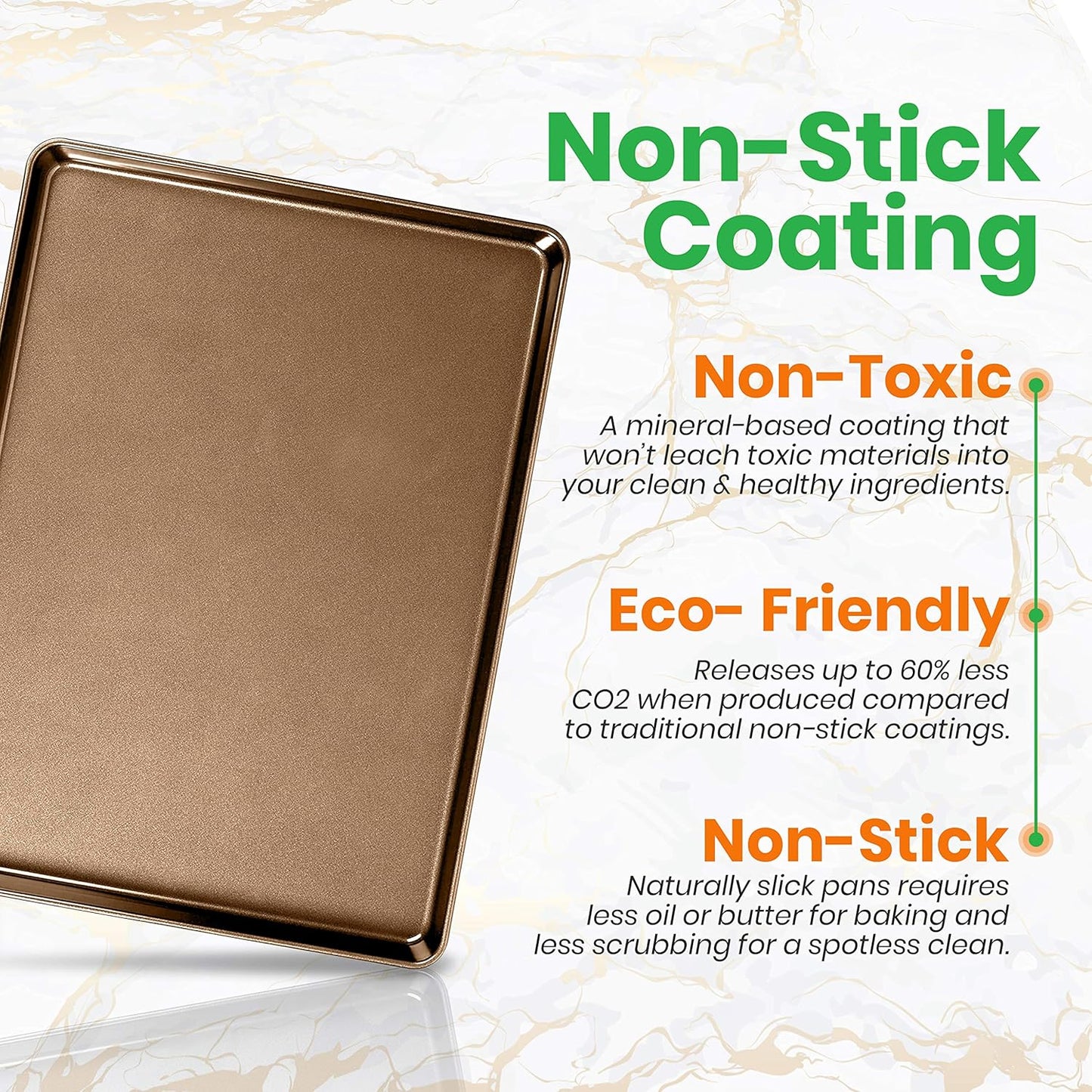 NutriChef Nonstick XL Cookie Sheet Baking Pan - Extra Large 22" x 16" Carbon Steel Oven Baking Sheet for Pastries, Desserts, & More - Dishwasher Safe, Gold