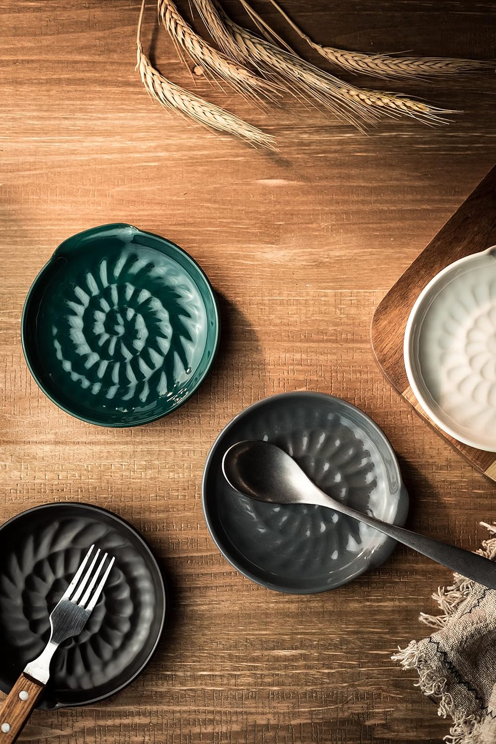 Spoon Holder for Stove Top, Cooking Spoon Rest for Multiple Utensils, Large Utensil Rest Ceramic Spatula Holder, Modern Farmhouse Kitchen Decor, Drak Green