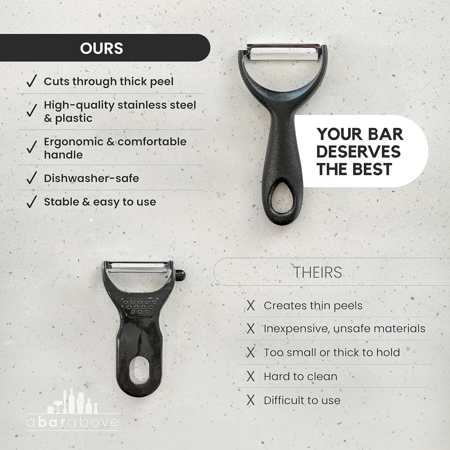 A Bar Above Gold Citrus Peeler, Premium Stainless Steel Fruit Peeler for Oranges, Lemons, and Garnishes, Ergonomic Bar Tool for Peeling Citrus, Cocktail Garnish Zester, Bartender Tool for Home and Bar