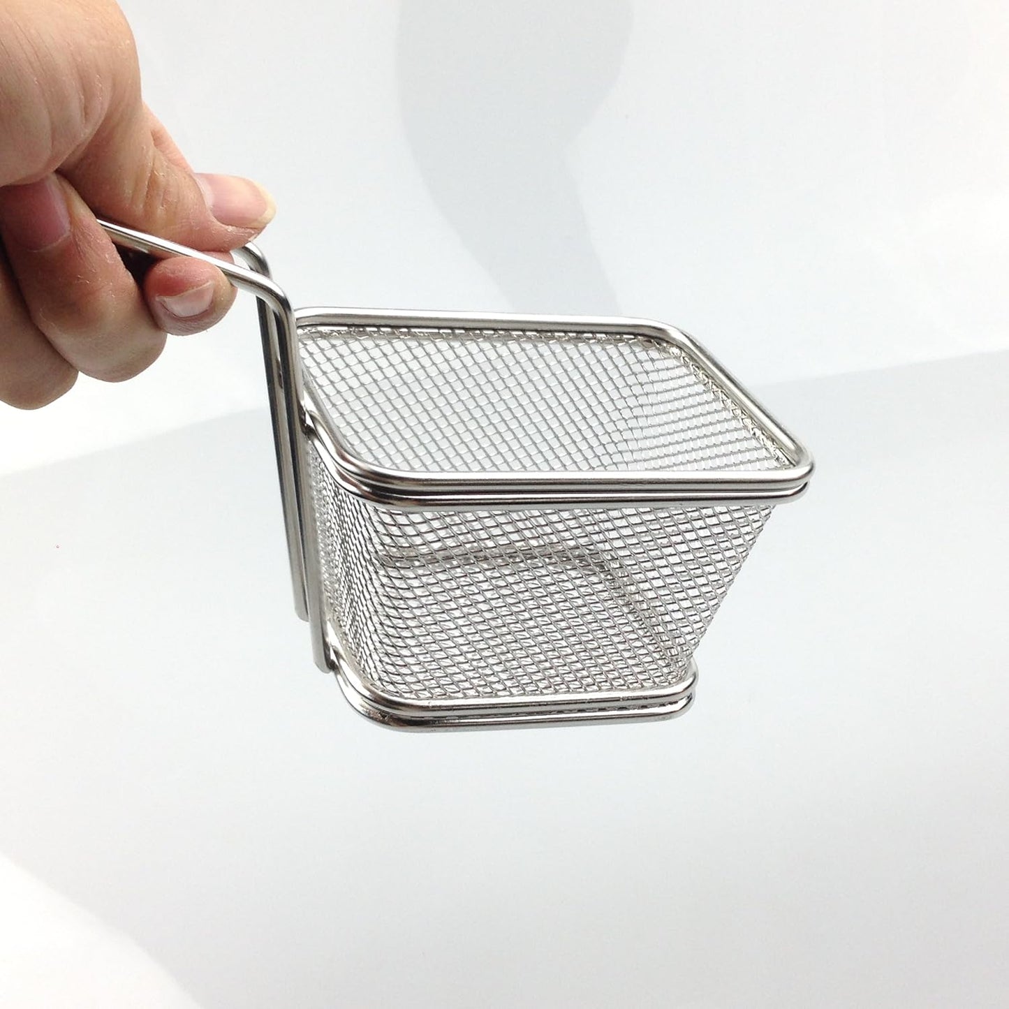Stainless Steel Mini Square Fry Basket French Fries Holder, Fried Food Table Serving (Small 4inch)