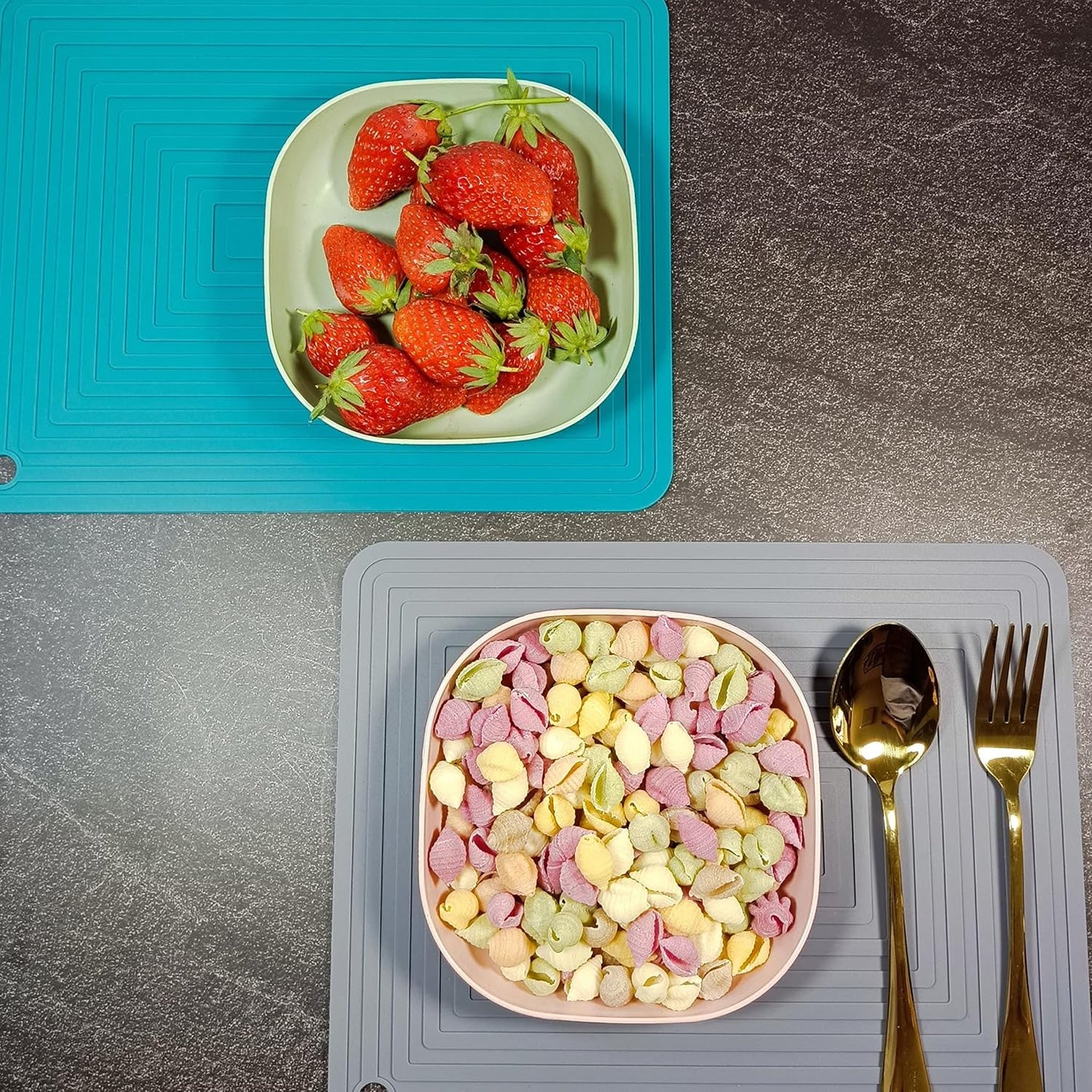 Silicone Trivets Mats Set for Hot Dishes, Pots and Pans - 9 X 12 Teal Hot Pads for Kitchen, Multi-Purpose Heat Resistant Mat Pot Holders 2 Pack