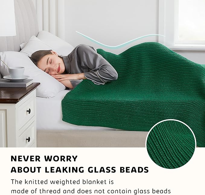 L'AGRATY Knitted Weighted Blanket - 50"x60" 10lbs Cooling Chunky Knit Heavy Blanket for Adults Braided Crochet Throw Thick Cable Yarn Knit Decorative No Beads Evenly Weighted Machine Washable